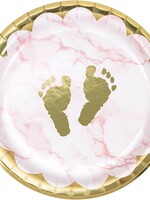 PINK MARBLE BABY FEET 6 INCH PLATE 8CT