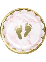 PINK MARBLE BABY FEET 6 INCH PLATE 8CT