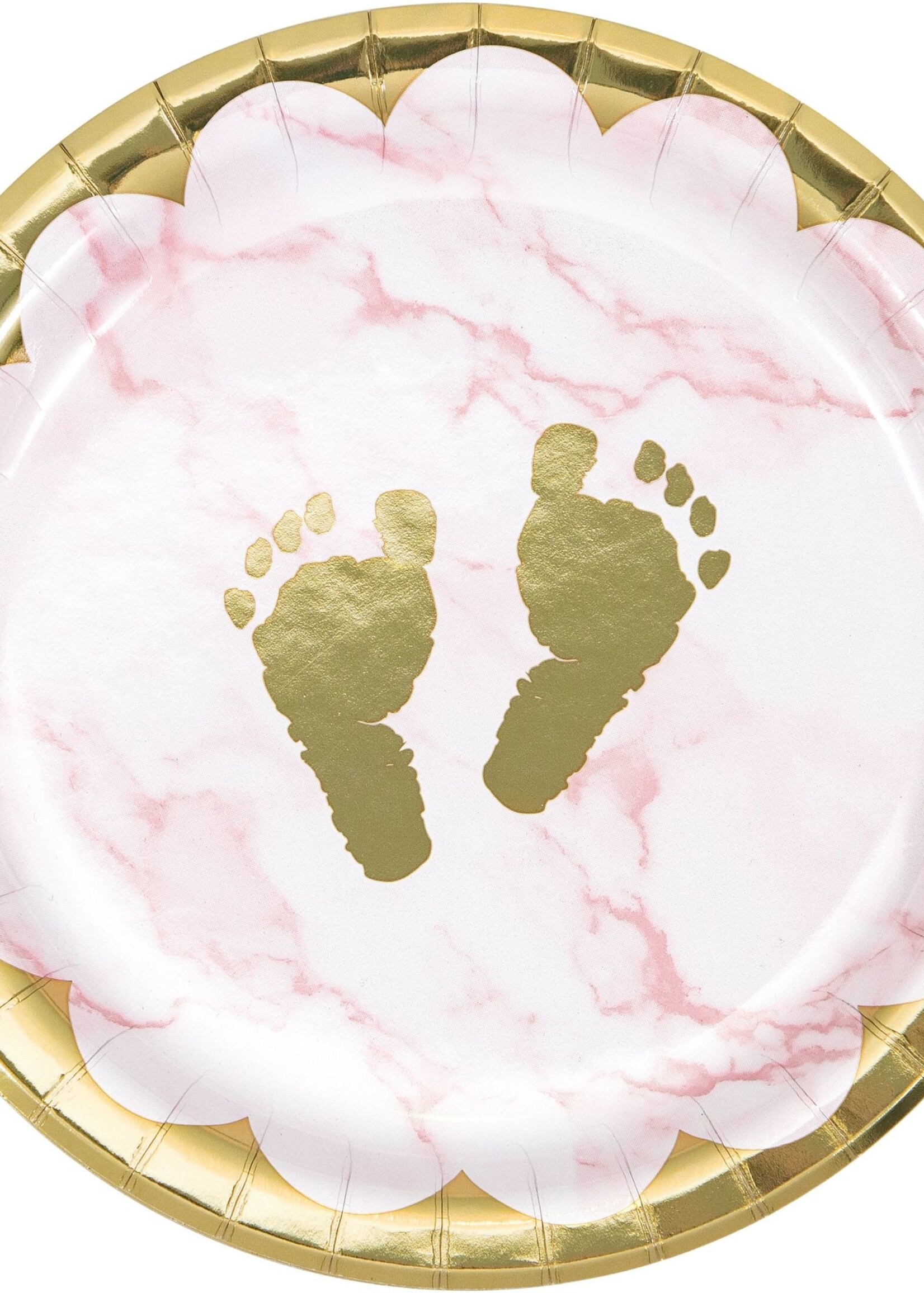 PINK MARBLE BABY FEET 6 INCH PLATE 8CT