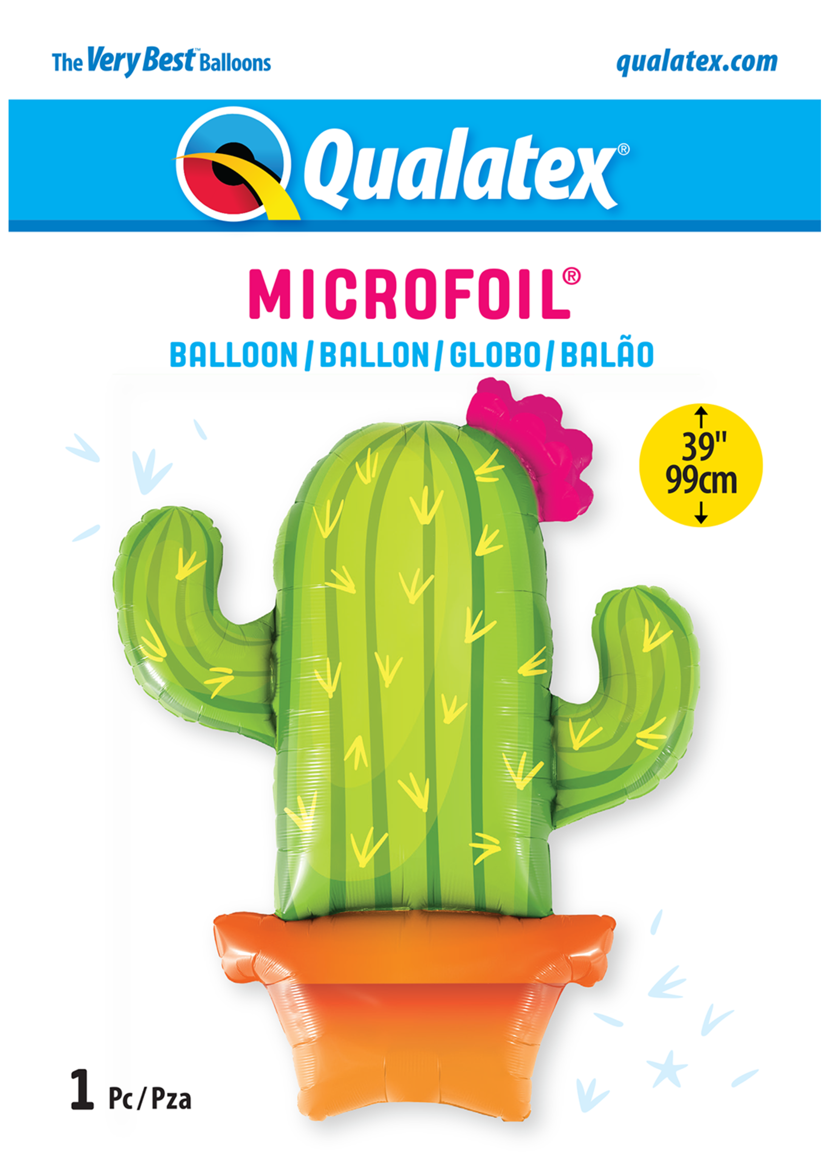 Potted Cactus  Balloon Size and shape: 39"