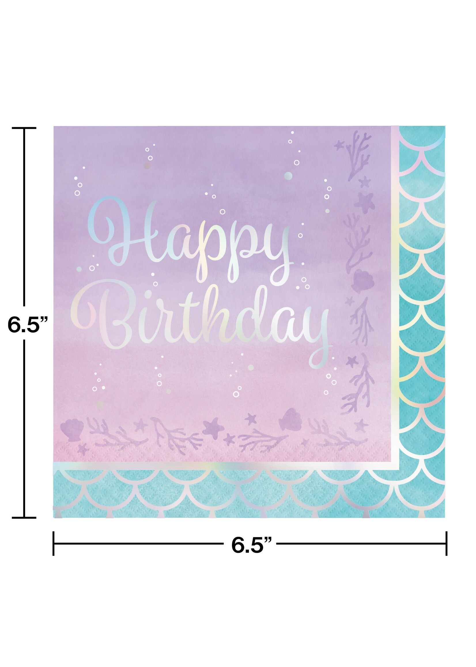 LUNCH NAPKIN 16CT 3P  HBD MERMAID SHINE