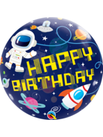 BDAY OUTER SPACE 22"  BUBBLE BALLOON