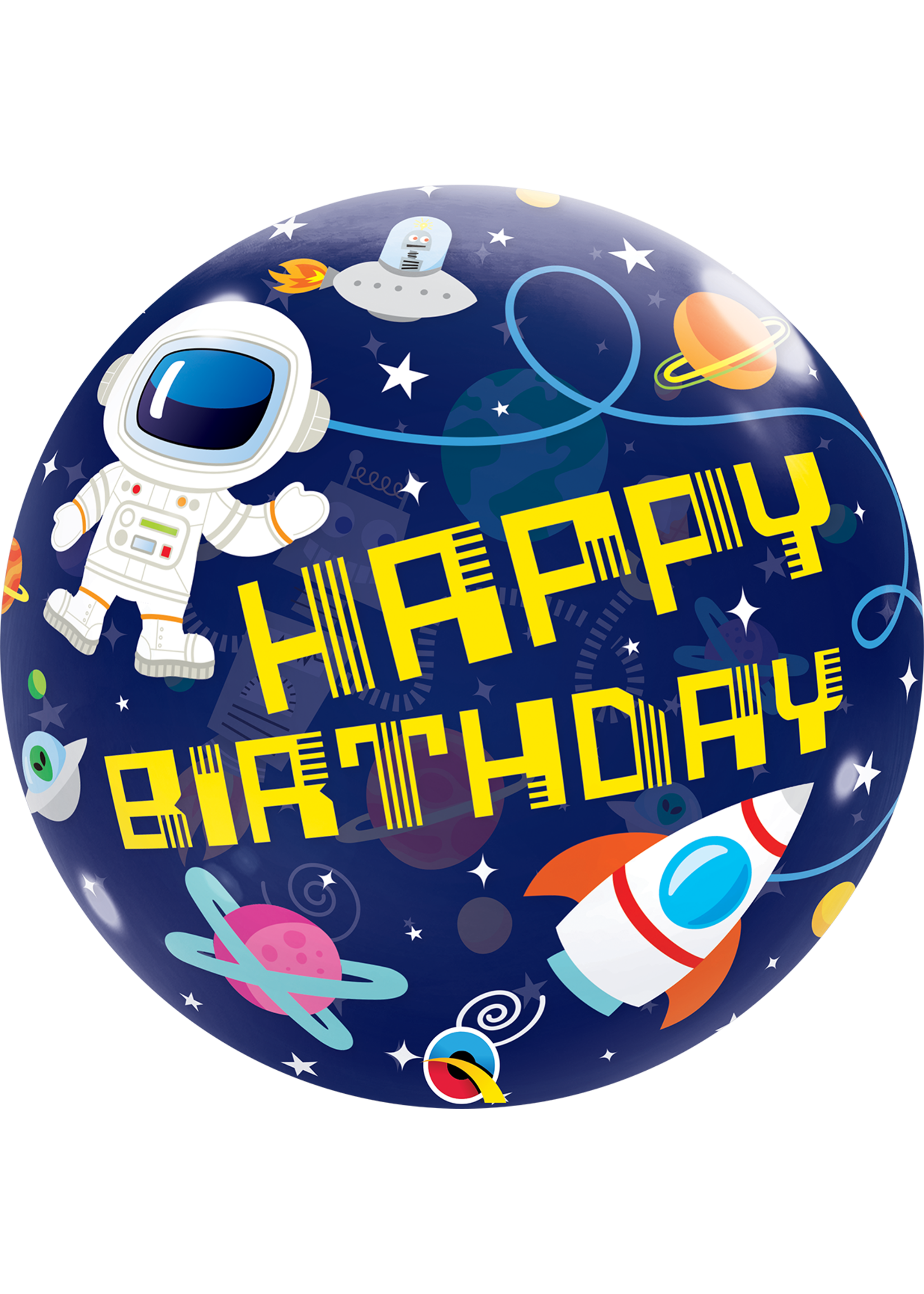 BDAY OUTER SPACE 22"  BUBLE BALLOON