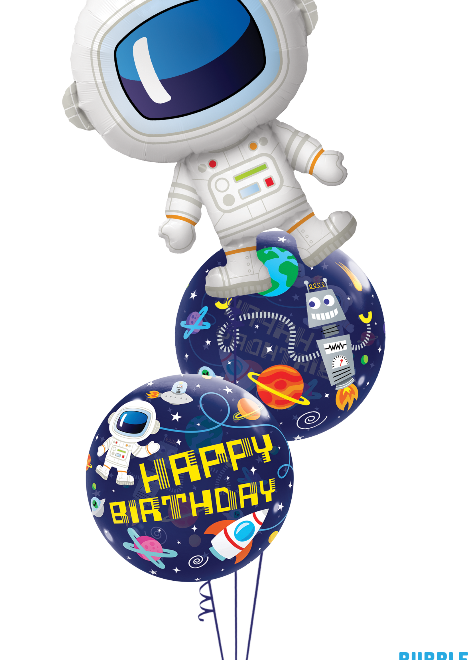 BDAY OUTER SPACE 22"  BUBLE BALLOON