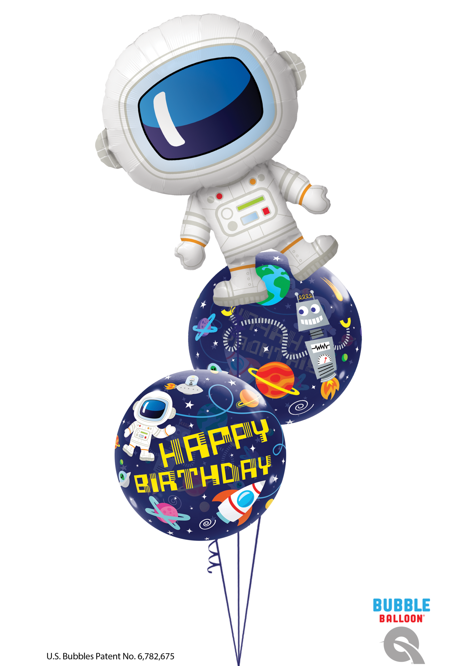 BDAY OUTER SPACE 22"  BUBLE BALLOON