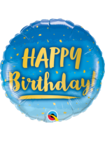 BDAY GOLD & BLUE 18" BALLOON
