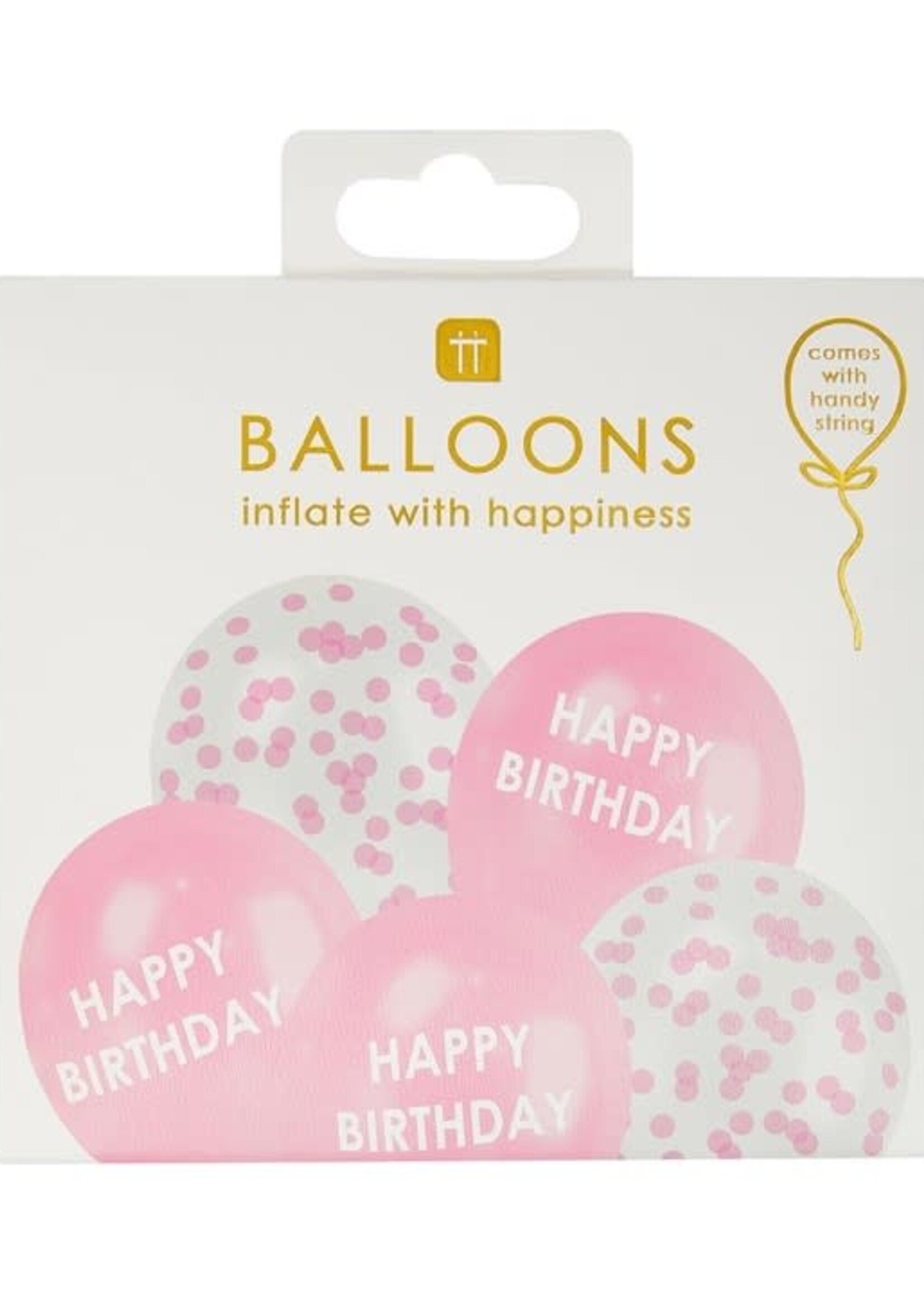 Pink Happy Birthday Confetti Balloons