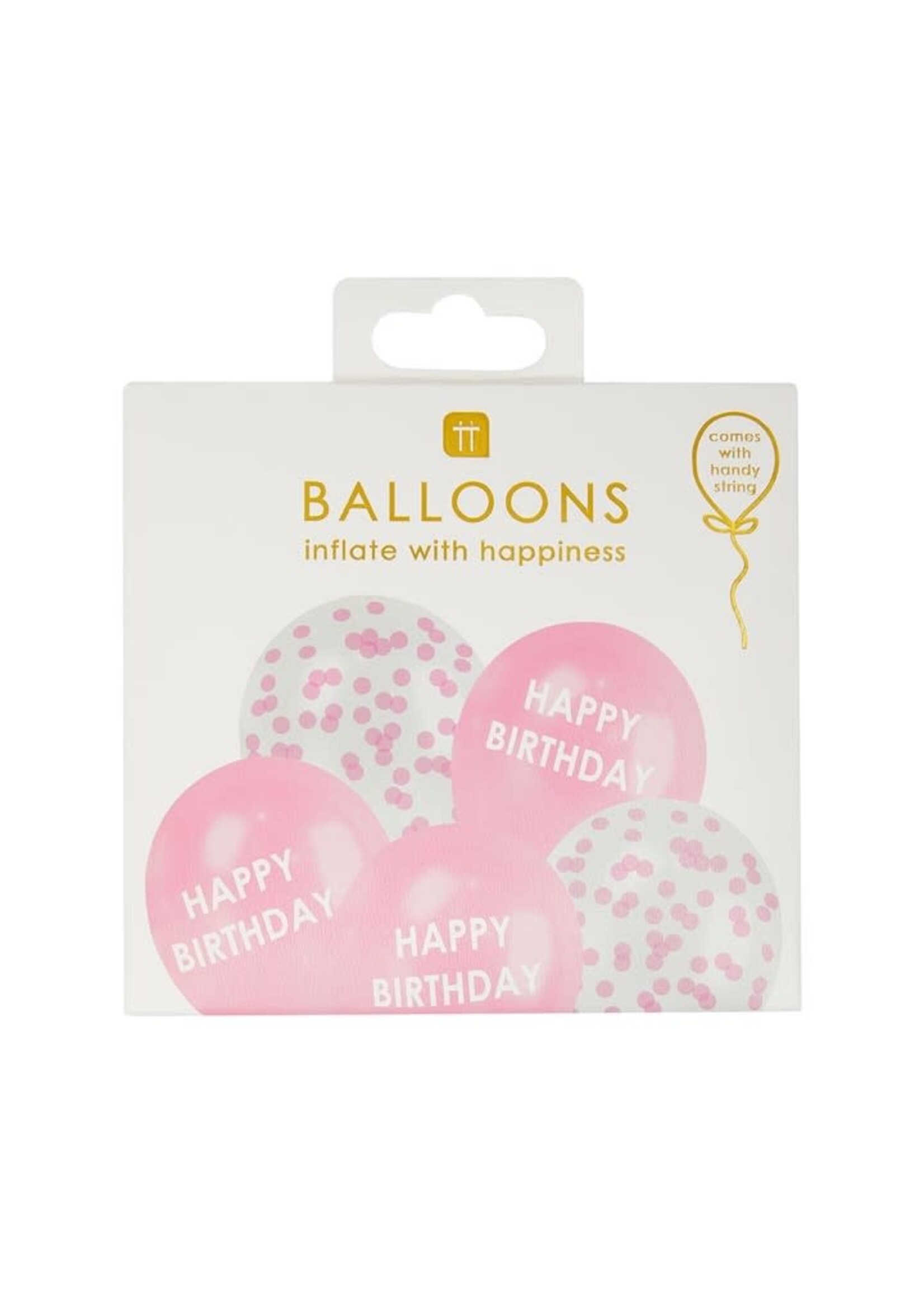 Pink Happy Birthday Confetti Balloons