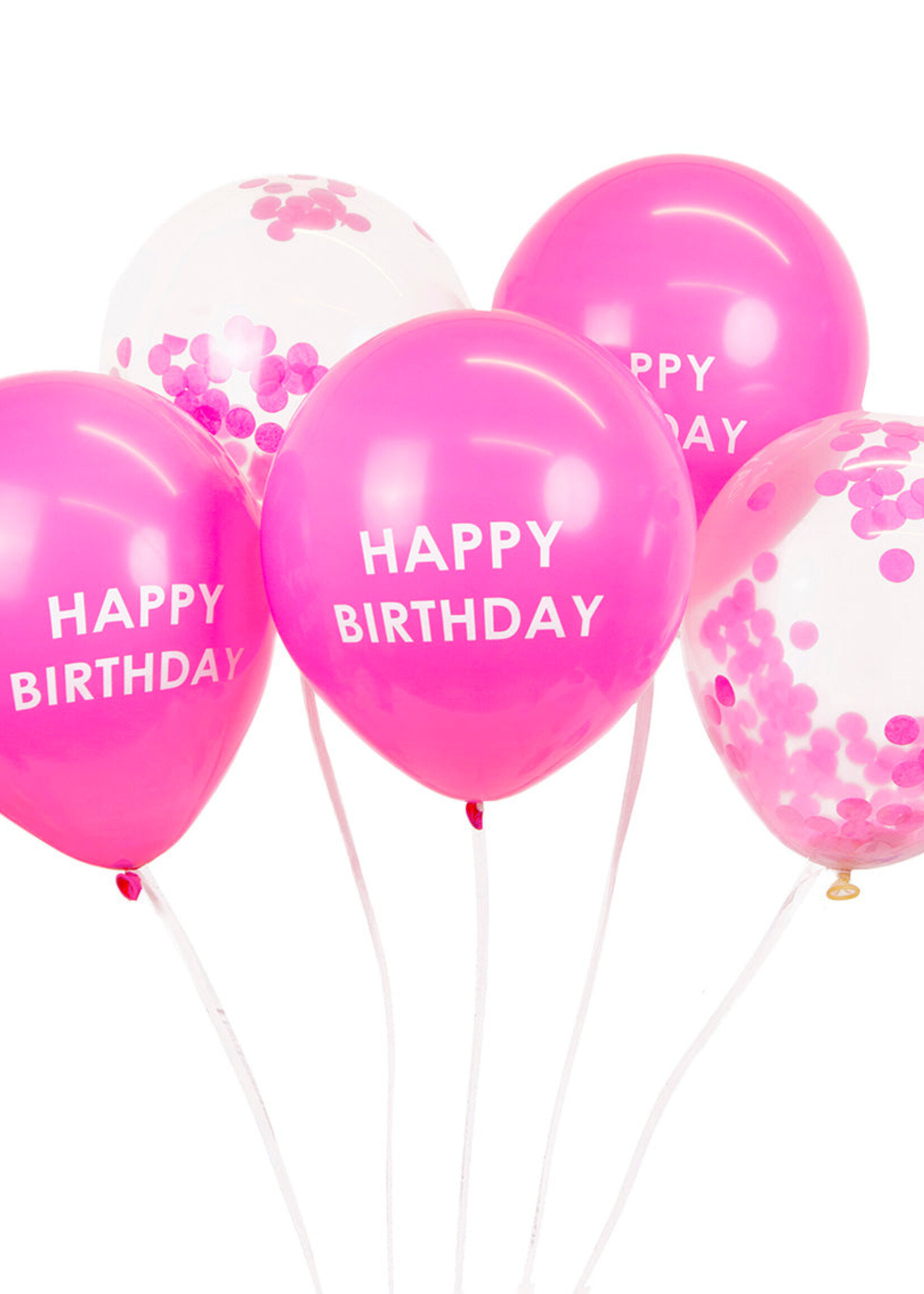 Pink Happy Birthday Confetti Balloons