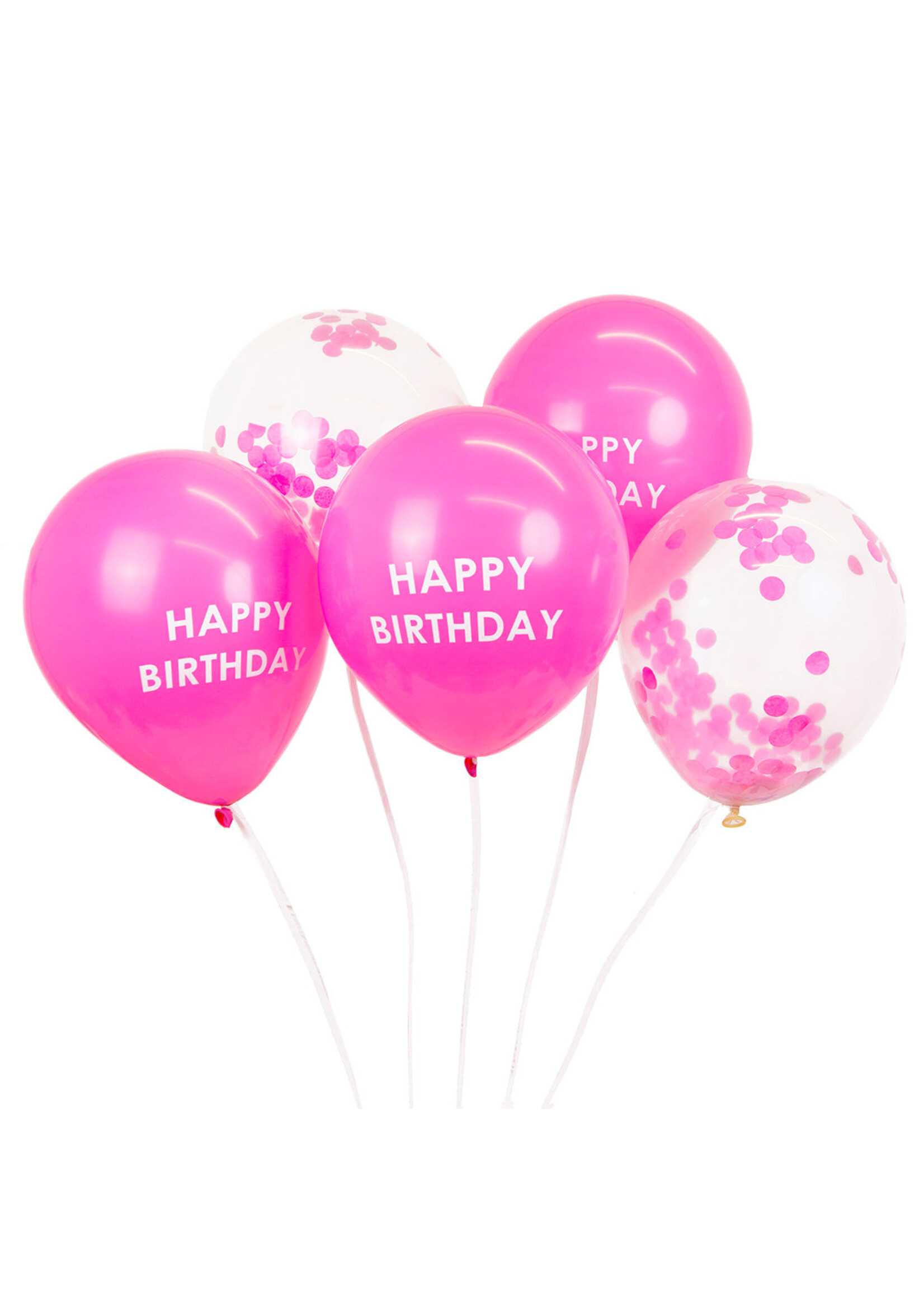 Pink Happy Birthday Confetti Balloons