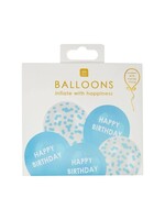 Blue Happy Birthday Balloons With Confetti