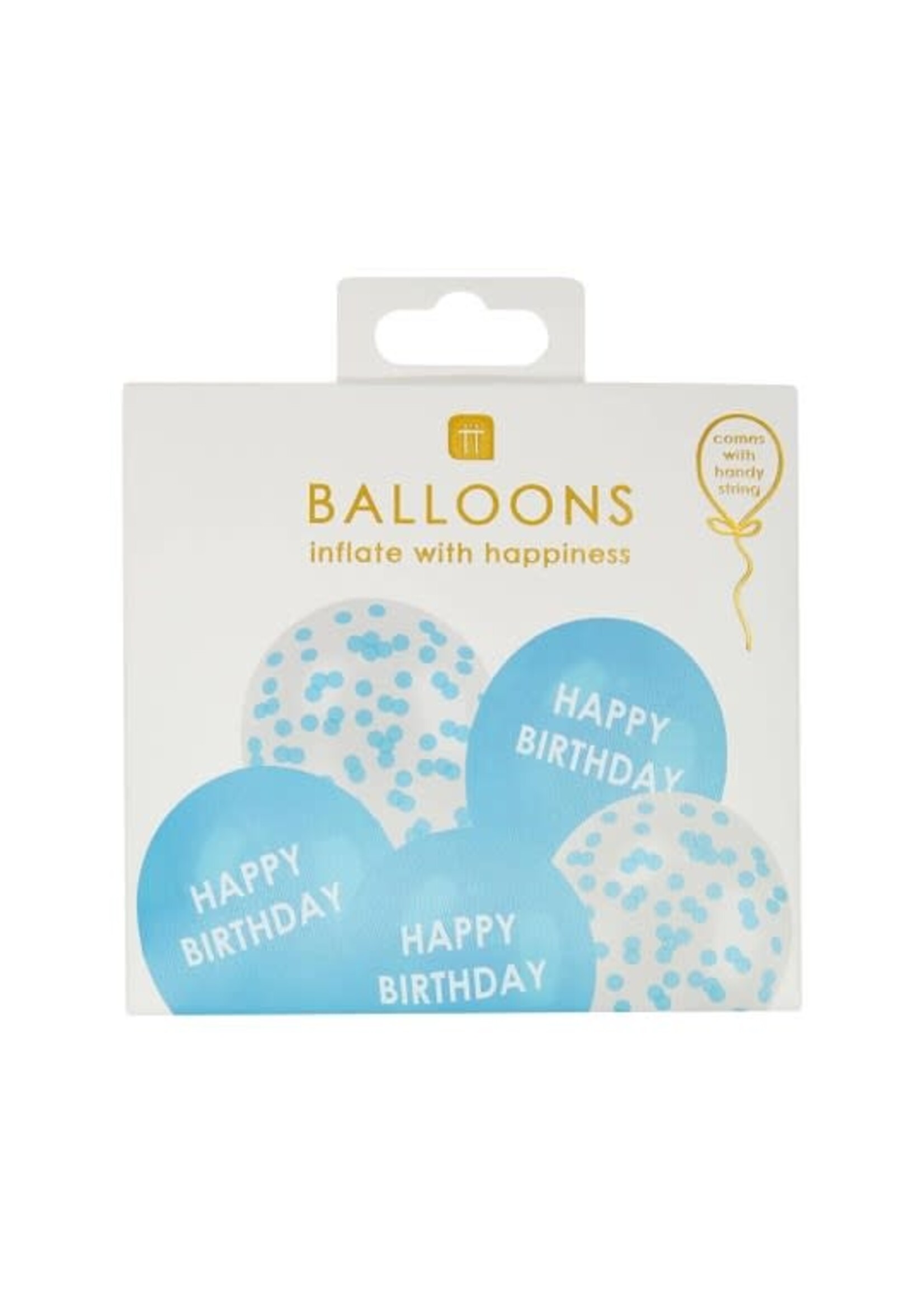 Blue Happy Birthday Balloons With Confetti