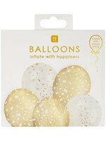 Gold & White Printed Balloons