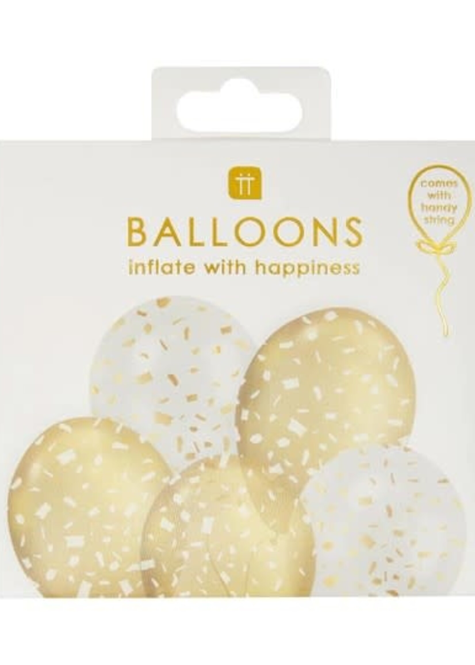 Gold & White Printed Balloons