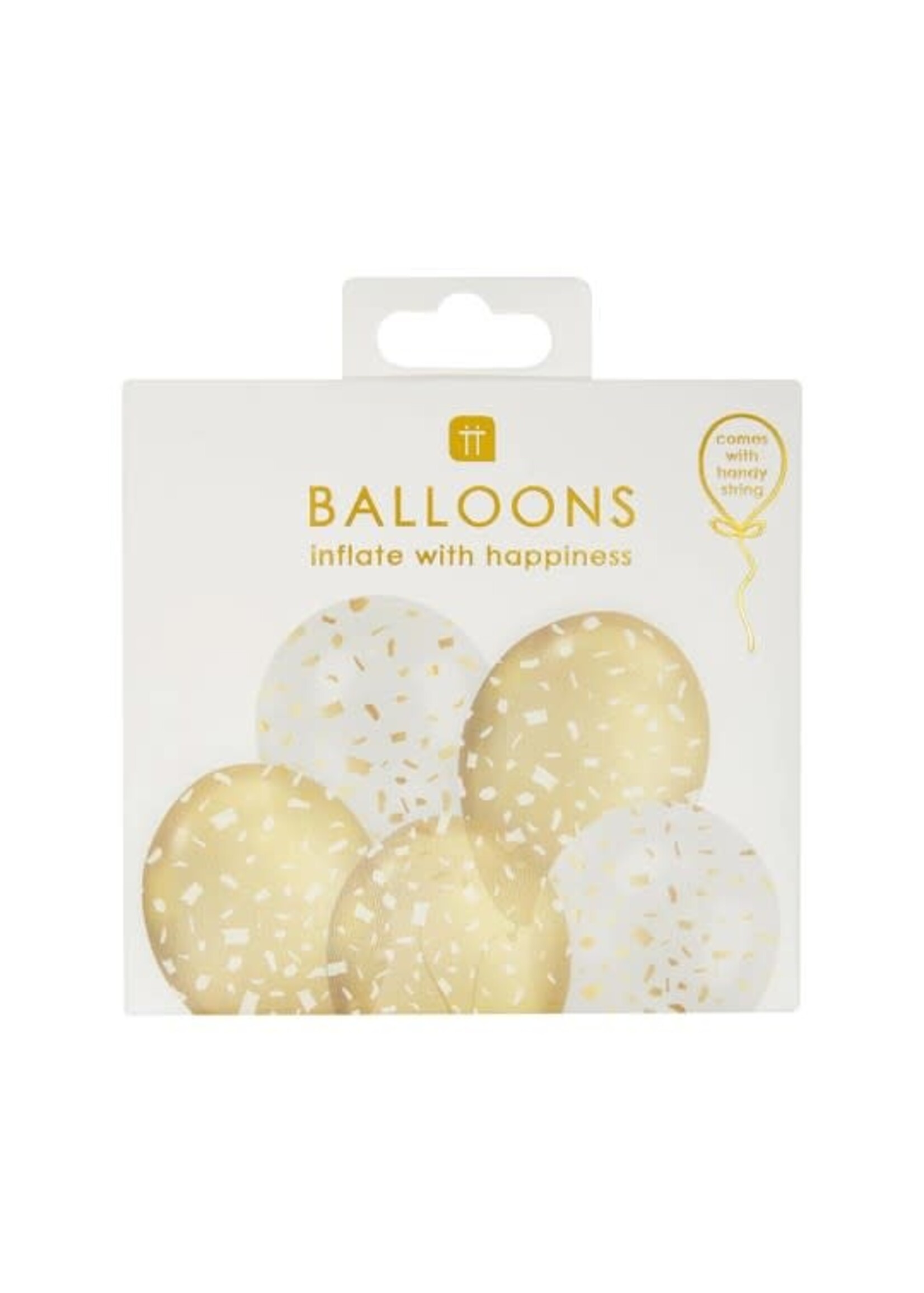 Gold & White Printed Balloons