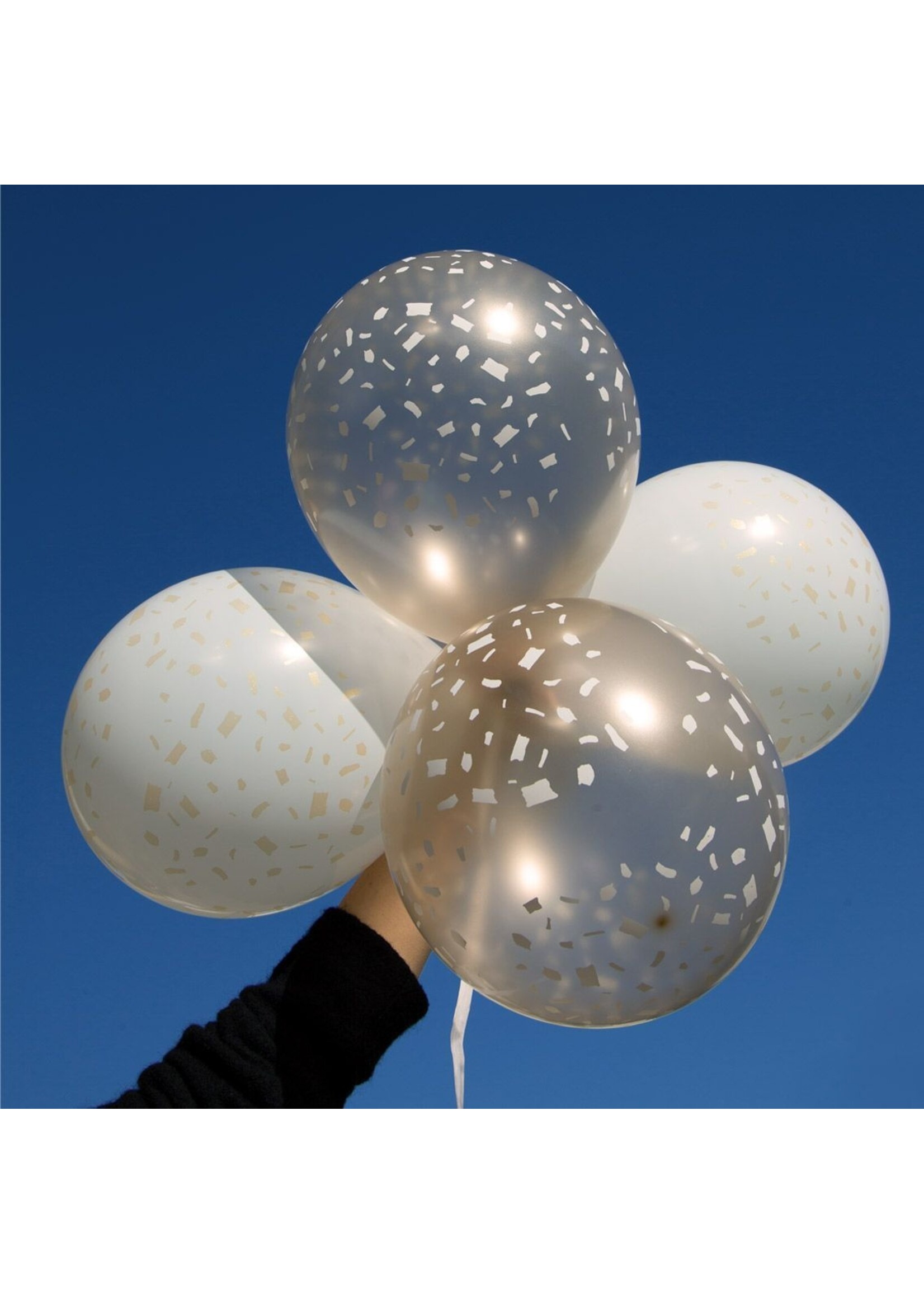 Gold & White Printed Balloons