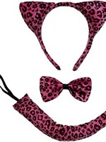Pink Leopard Headband & Tail Set