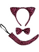 Pink Leopard Headband & Tail Set
