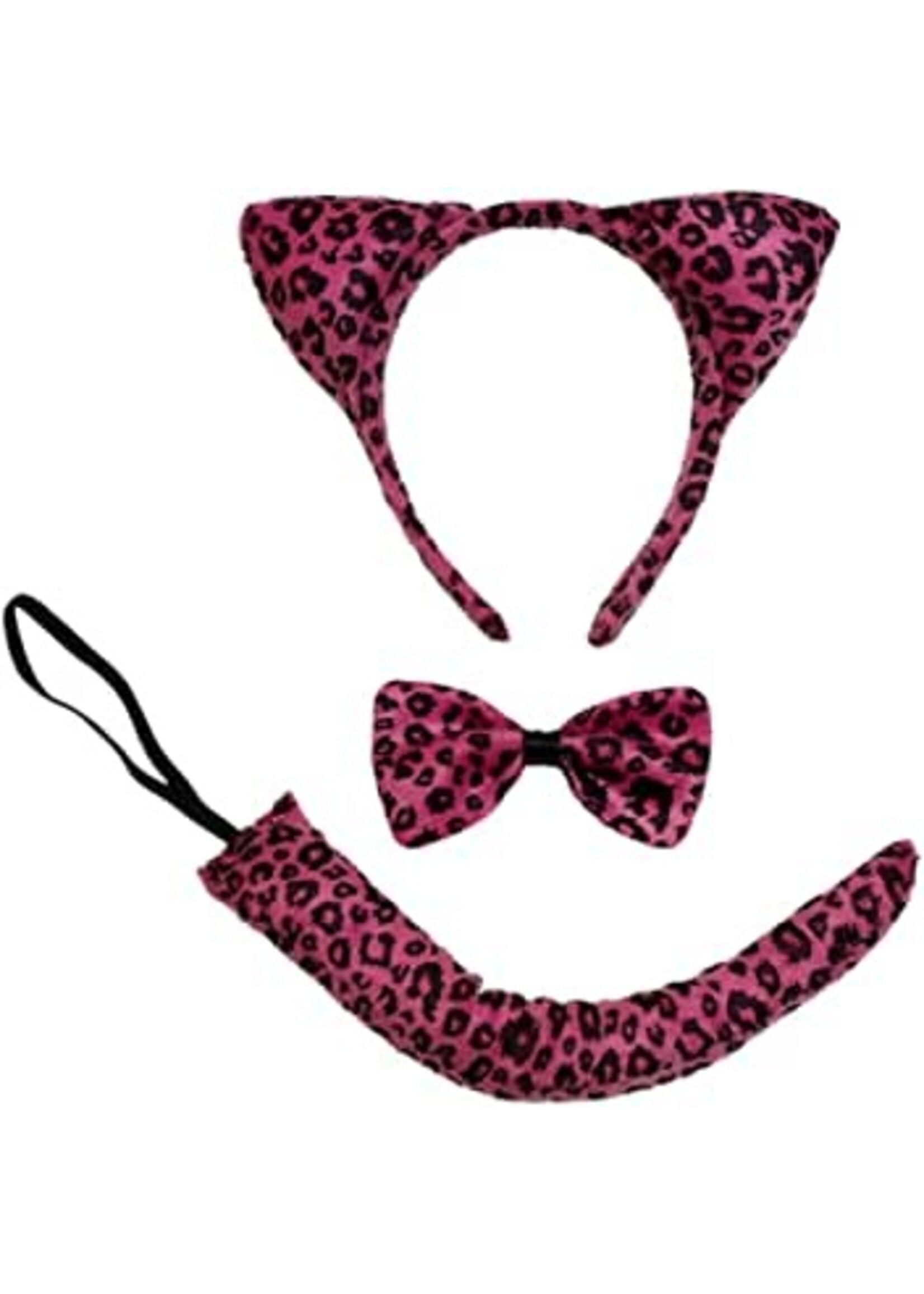 Pink Leopard Headband & Tail Set