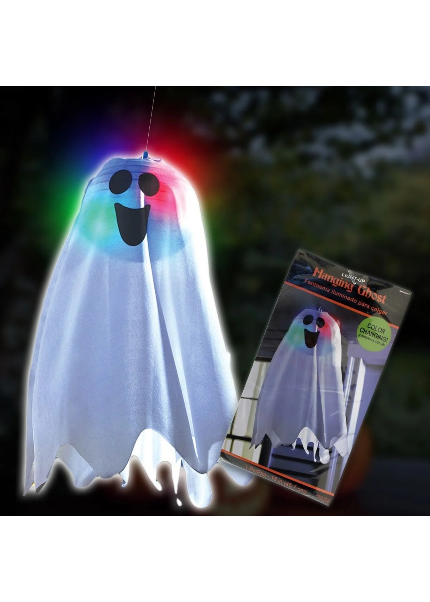 Ghost 18in Colorchange Light-up Hanging Paper Lantern W/ghost