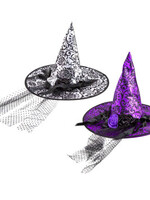 Witch Hat Adult 2ast Satin Printed W/rosettes,ribbon,tulle