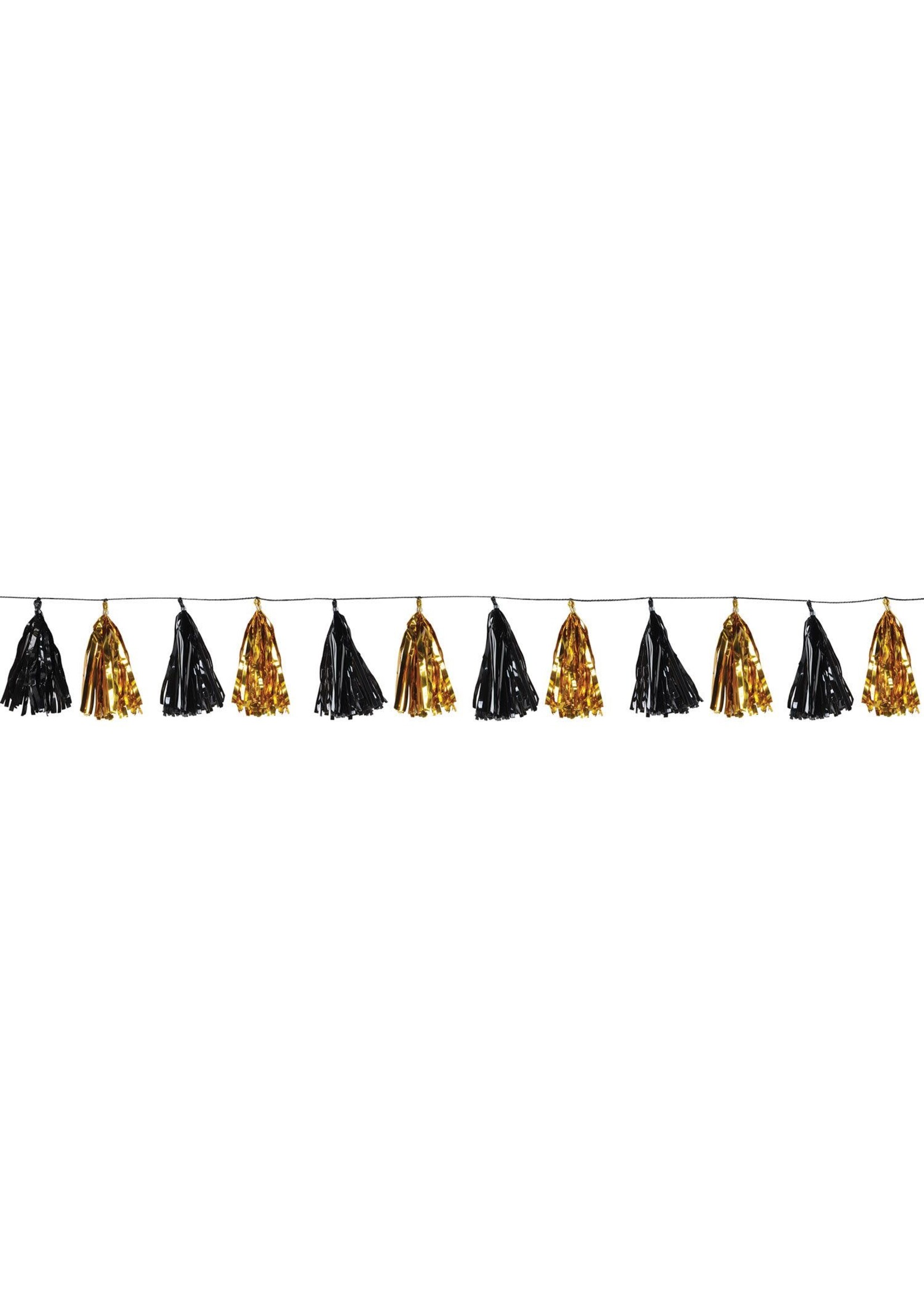 Metallic Tassel Garland GOLD & BLk Size: 9¾" x 8'