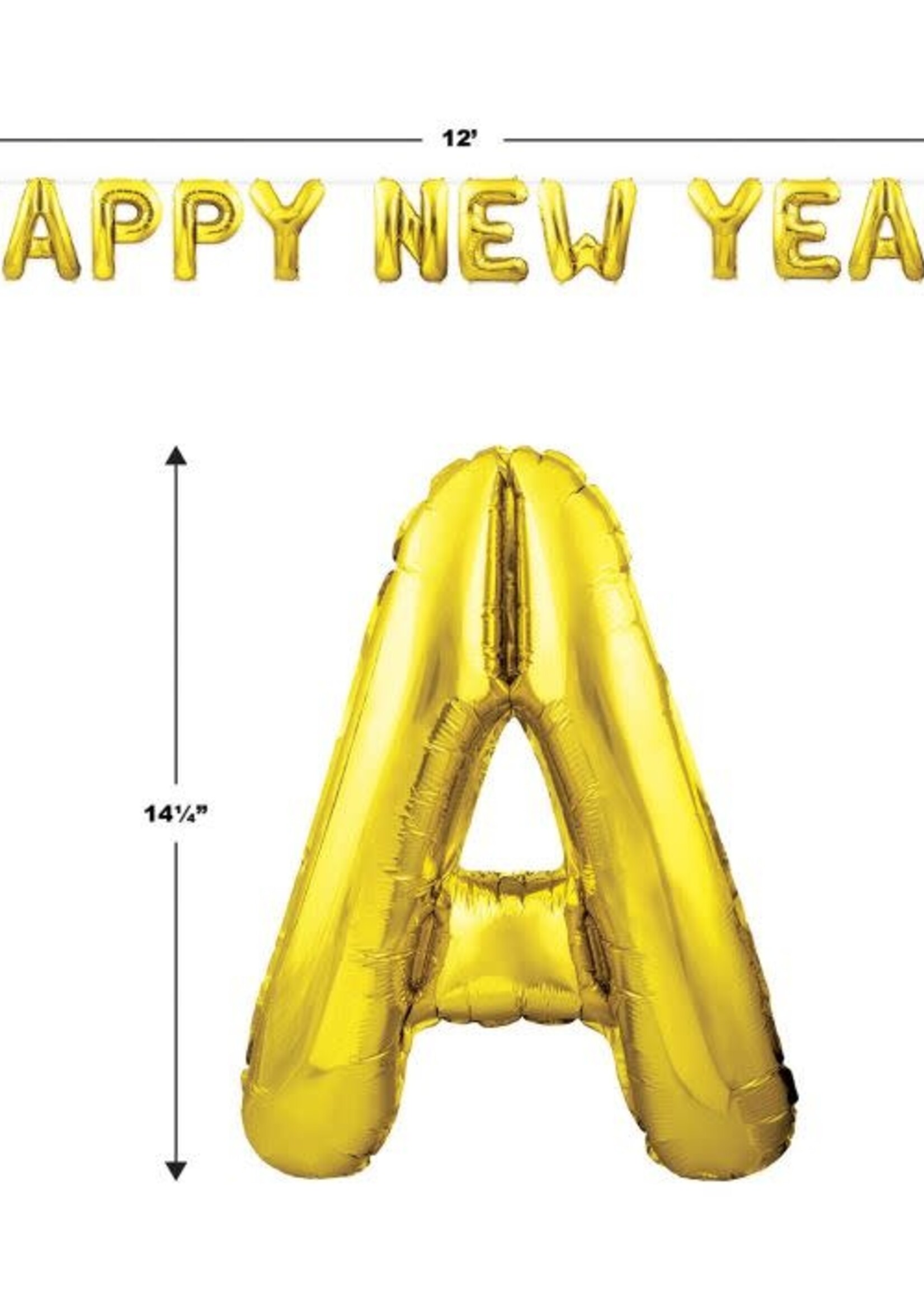 Happy New Year Balloon Streamer gld
