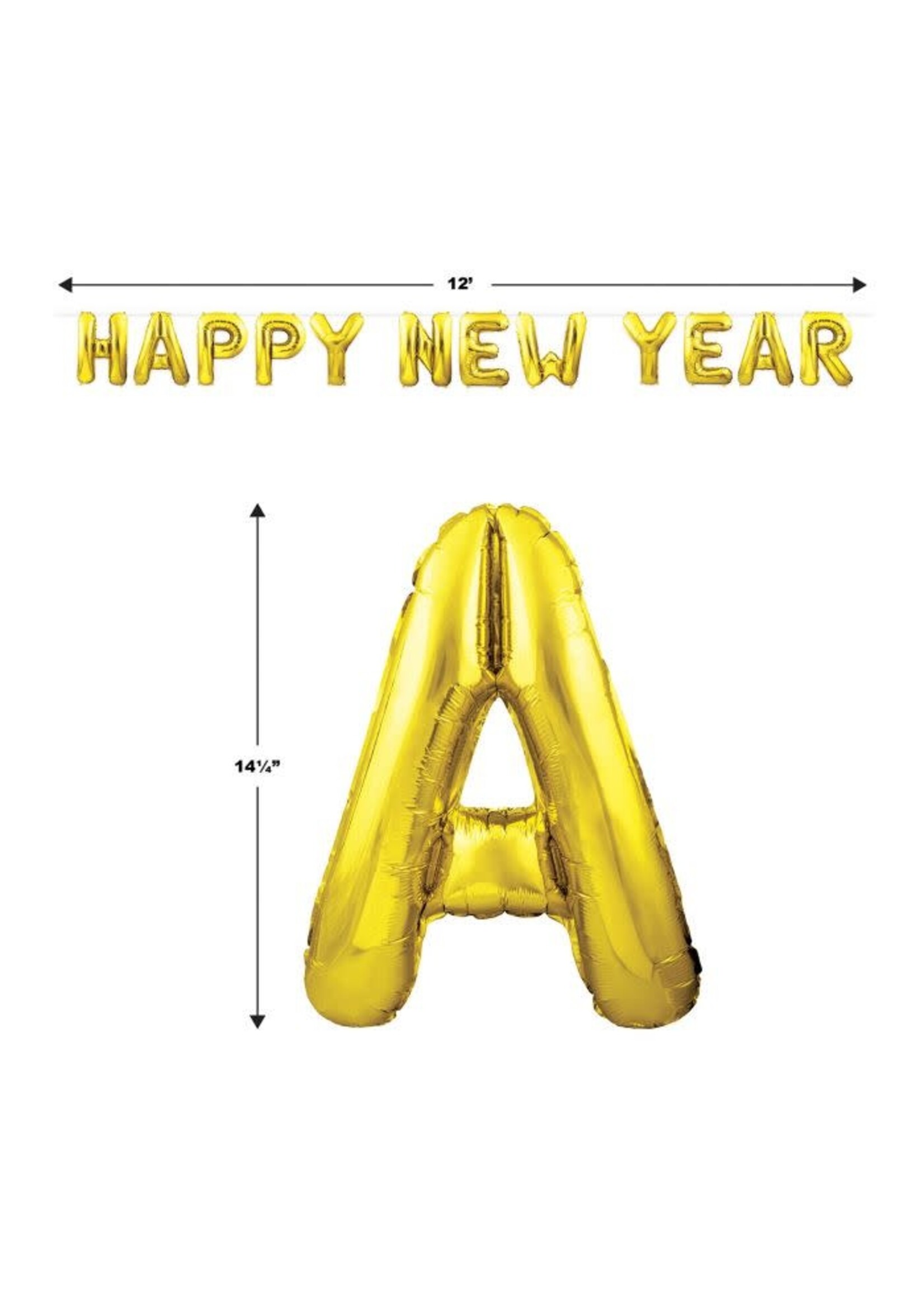 Happy New Year Balloon Streamer gld