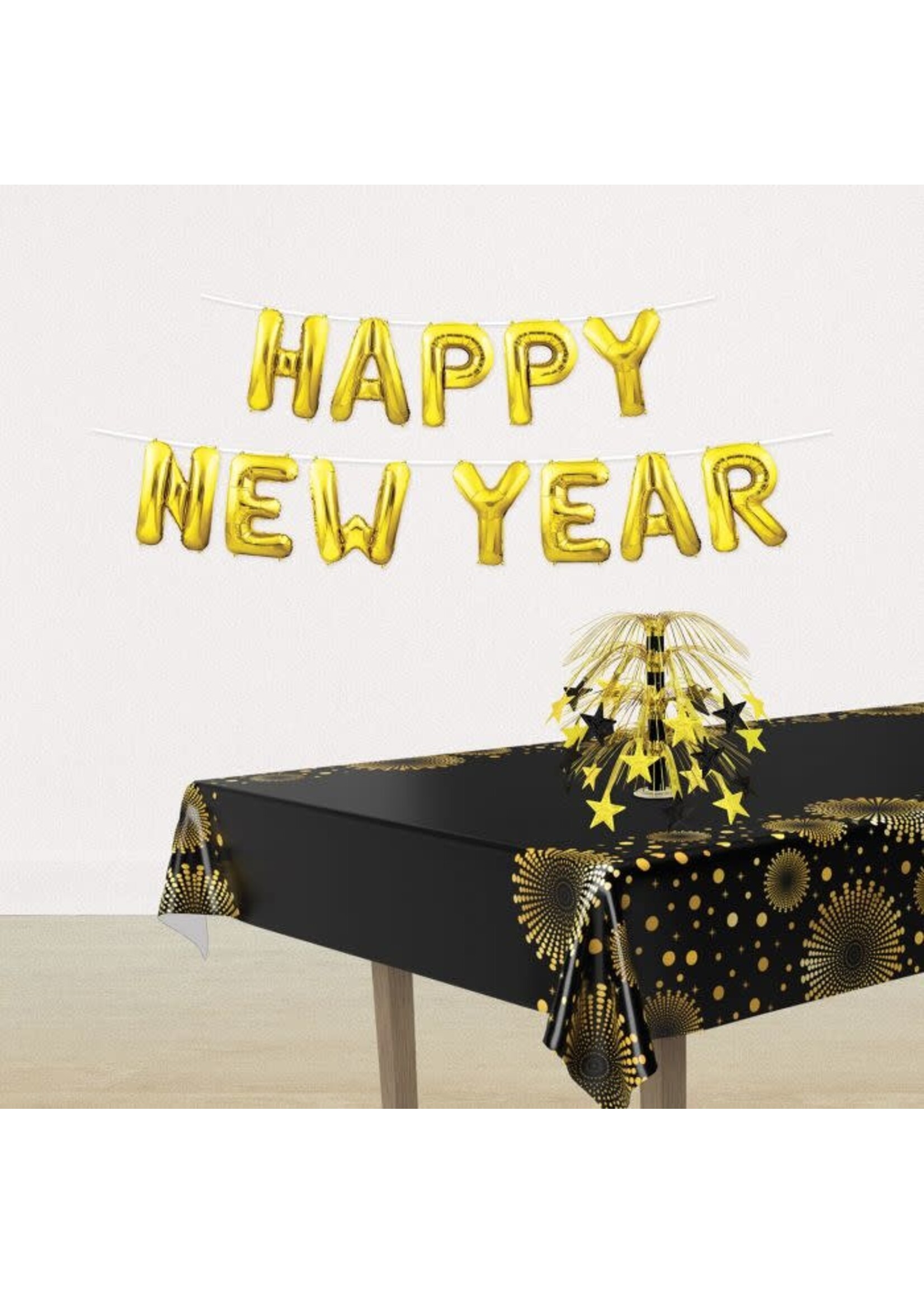 Happy New Year Balloon Streamer gld