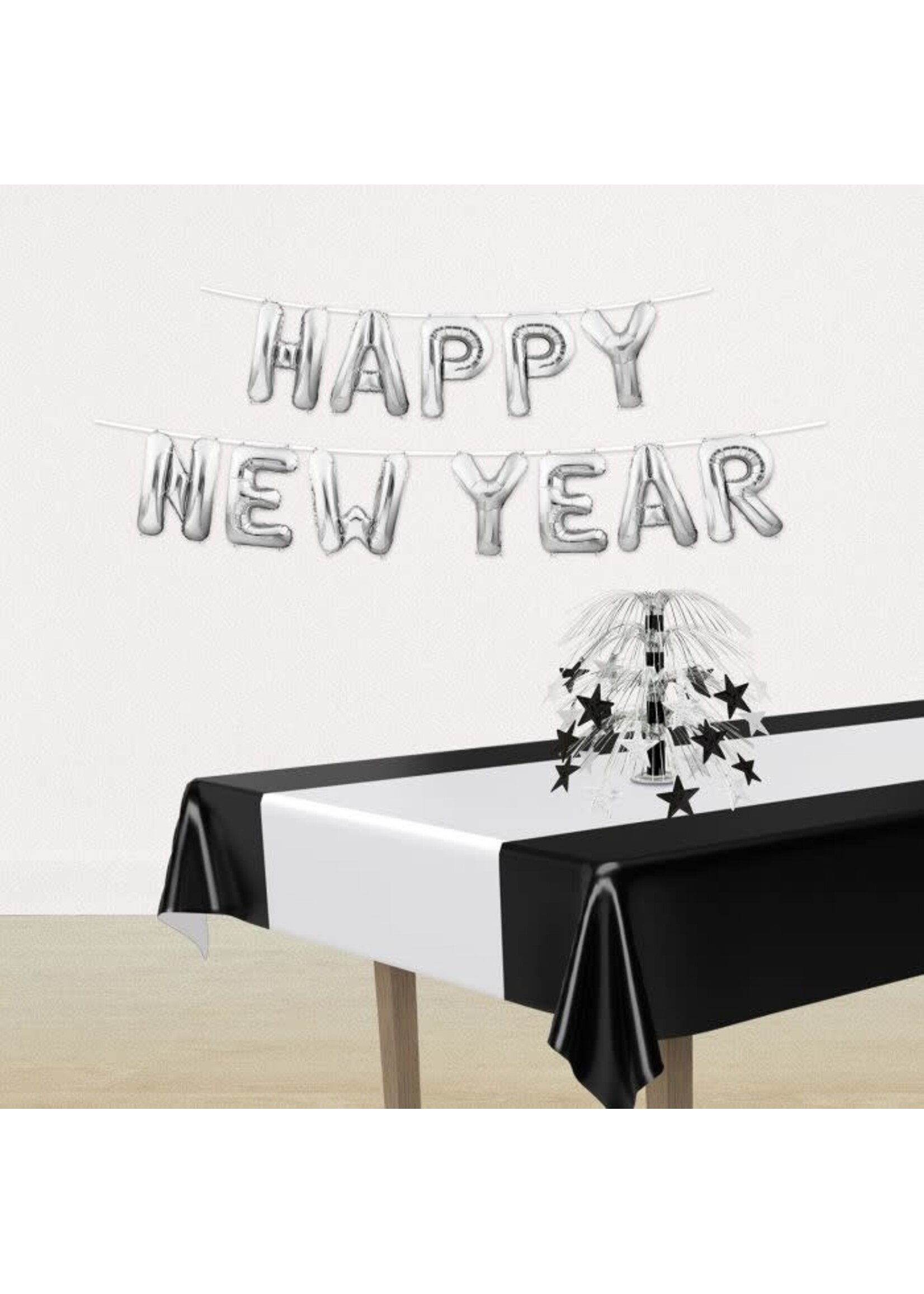 Happy New Year Balloon Streamer silver