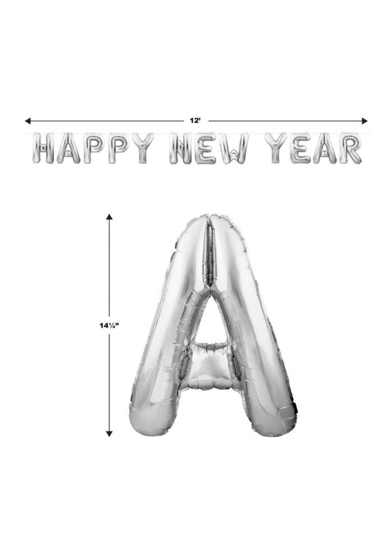 Happy New Year Balloon Streamer silver