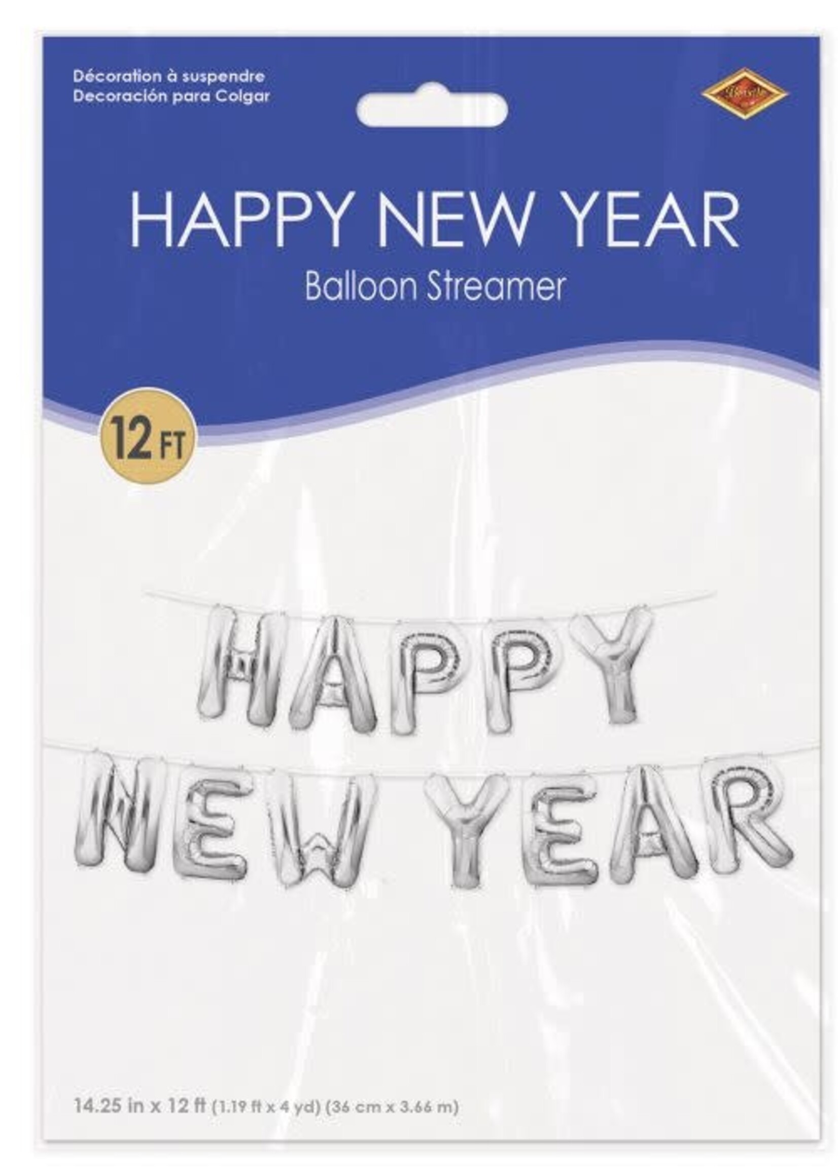 Happy New Year Balloon Streamer silver