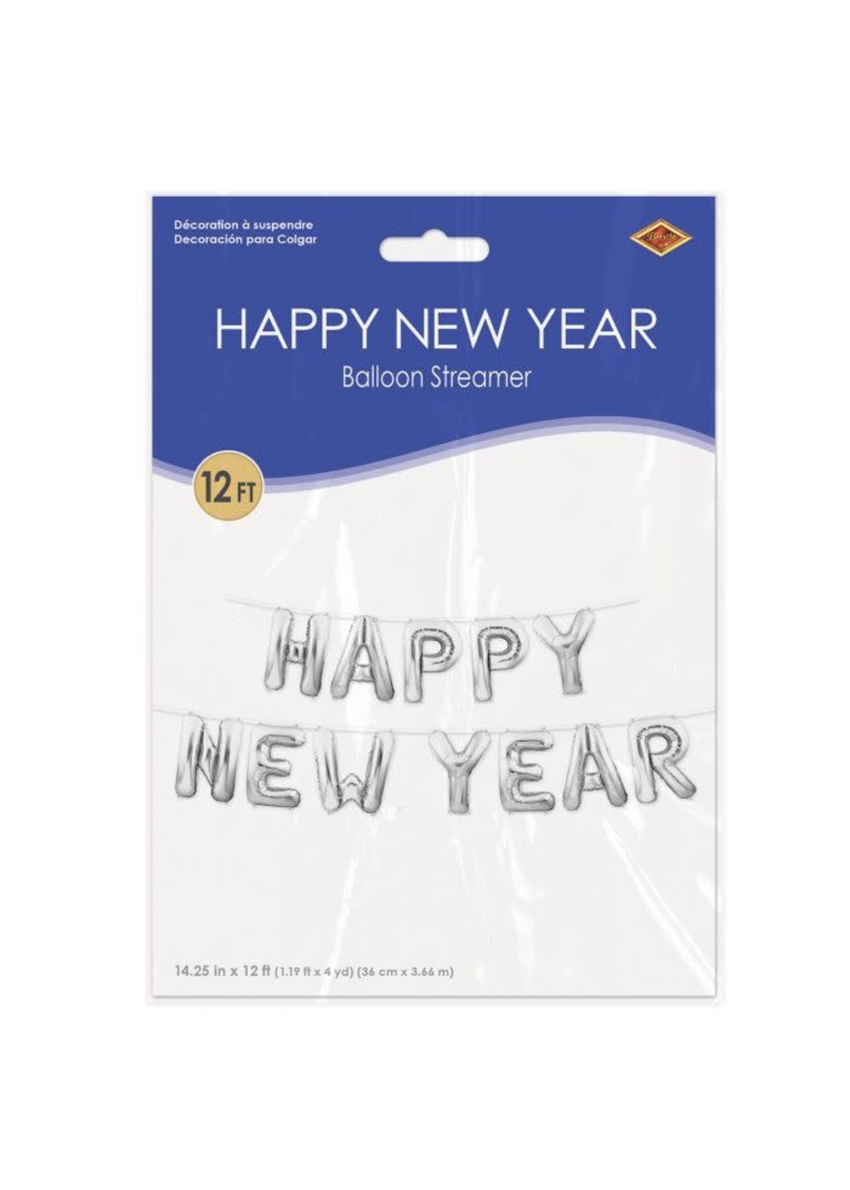Happy New Year Balloon Streamer silver
