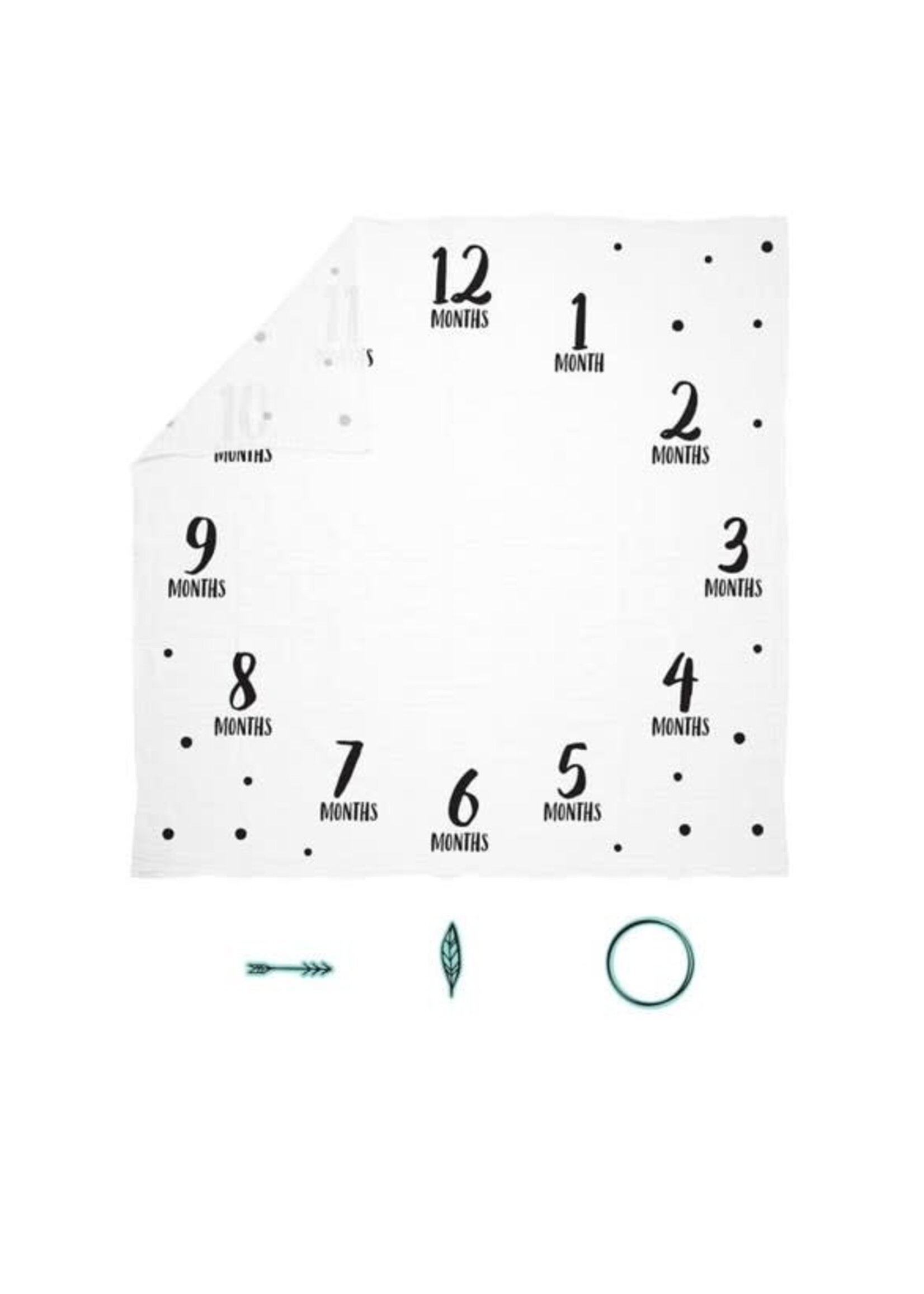 Watch Me Grow Milestone Blanket, Black & White