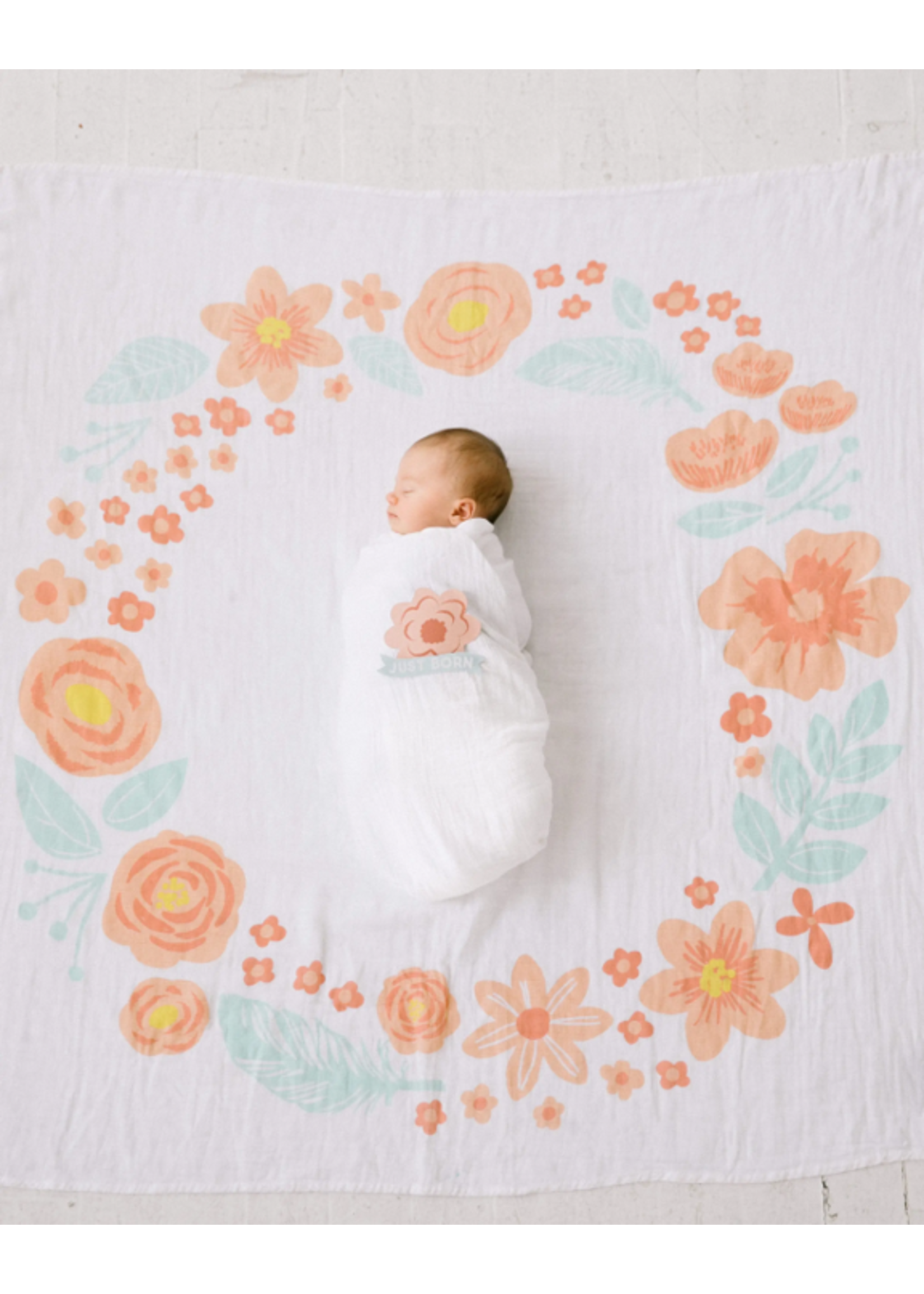 Watch Me Grow Milestone Blanket, Floral