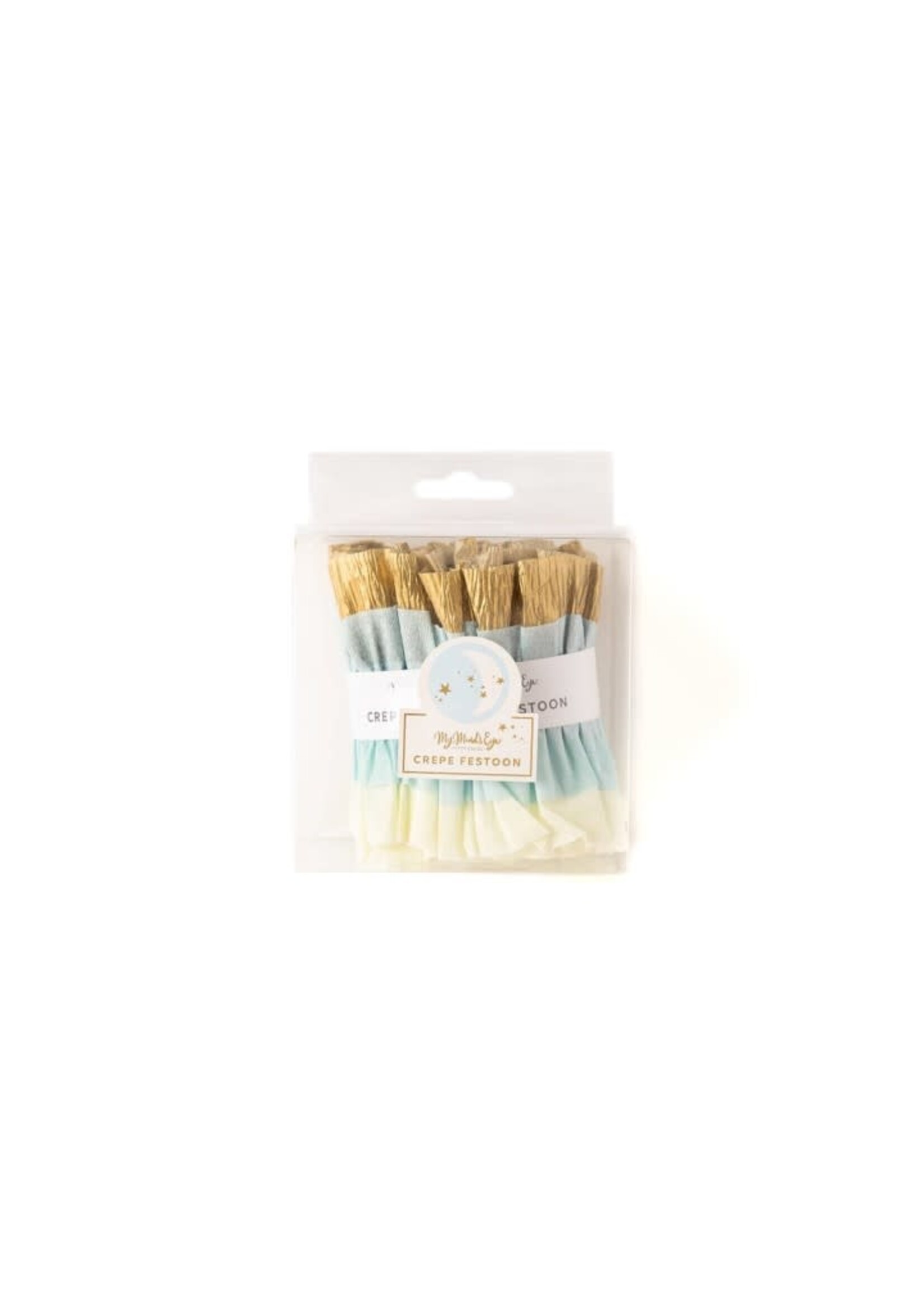 Cream/Blue/Gold Crepe Paper Banner