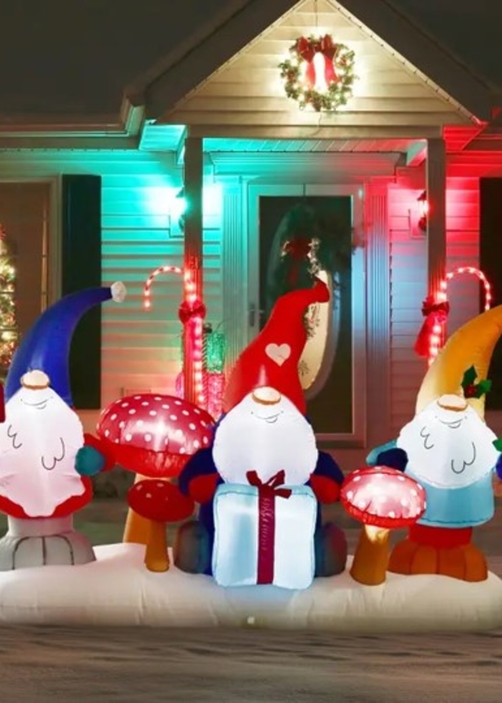 7FT Christmas Inflatable Decoration Three Cute Gnomes
