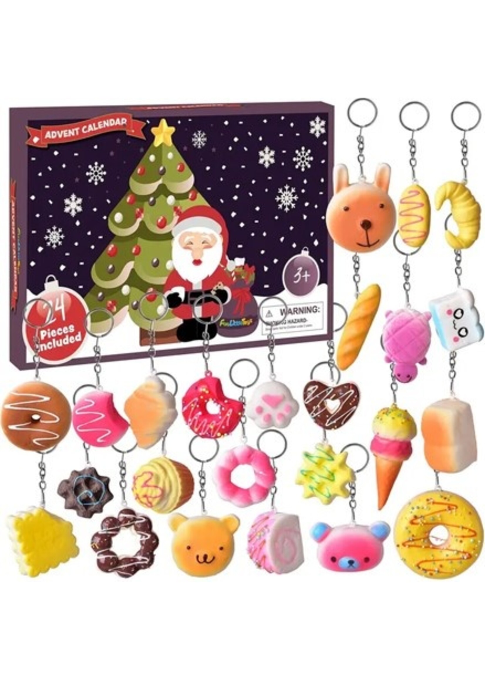 24 Pcs Adorable Keychain Christmas Advent Calendar Countdown