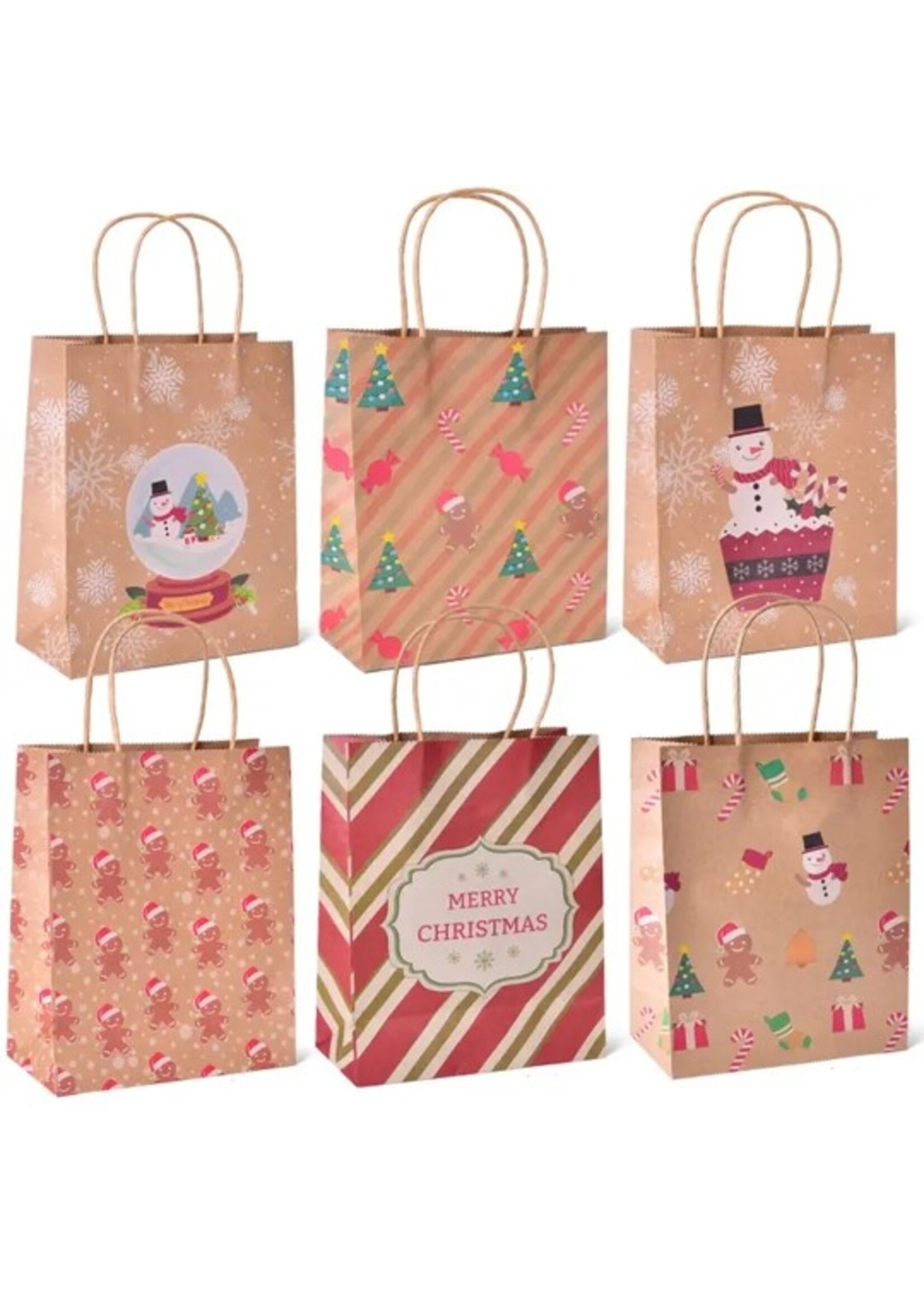 6 Pcs Christmas Gift Bags set Xmas Paper Bags