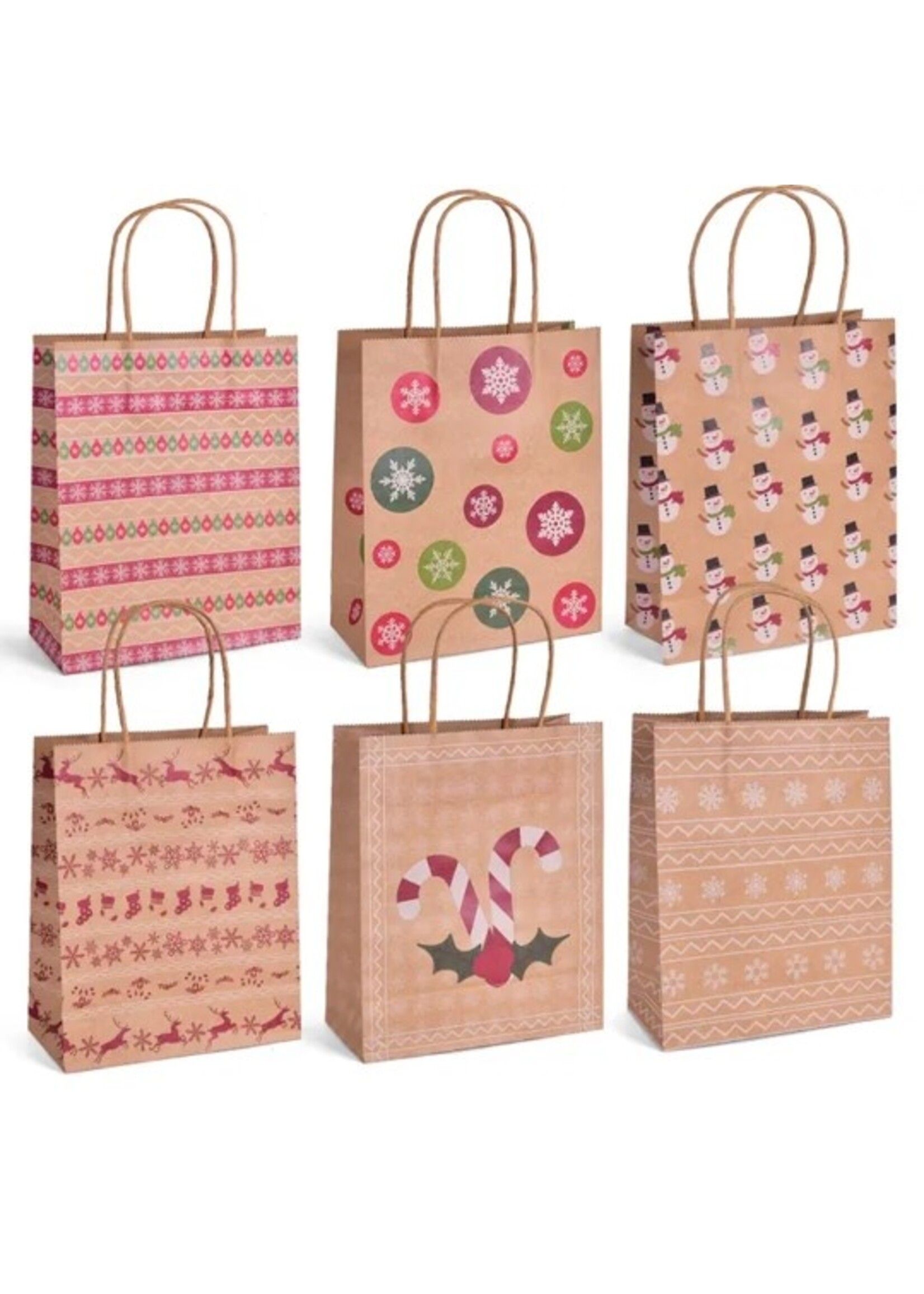 6 PCs Christmas Classic-Style Gift Bag Set with Handles