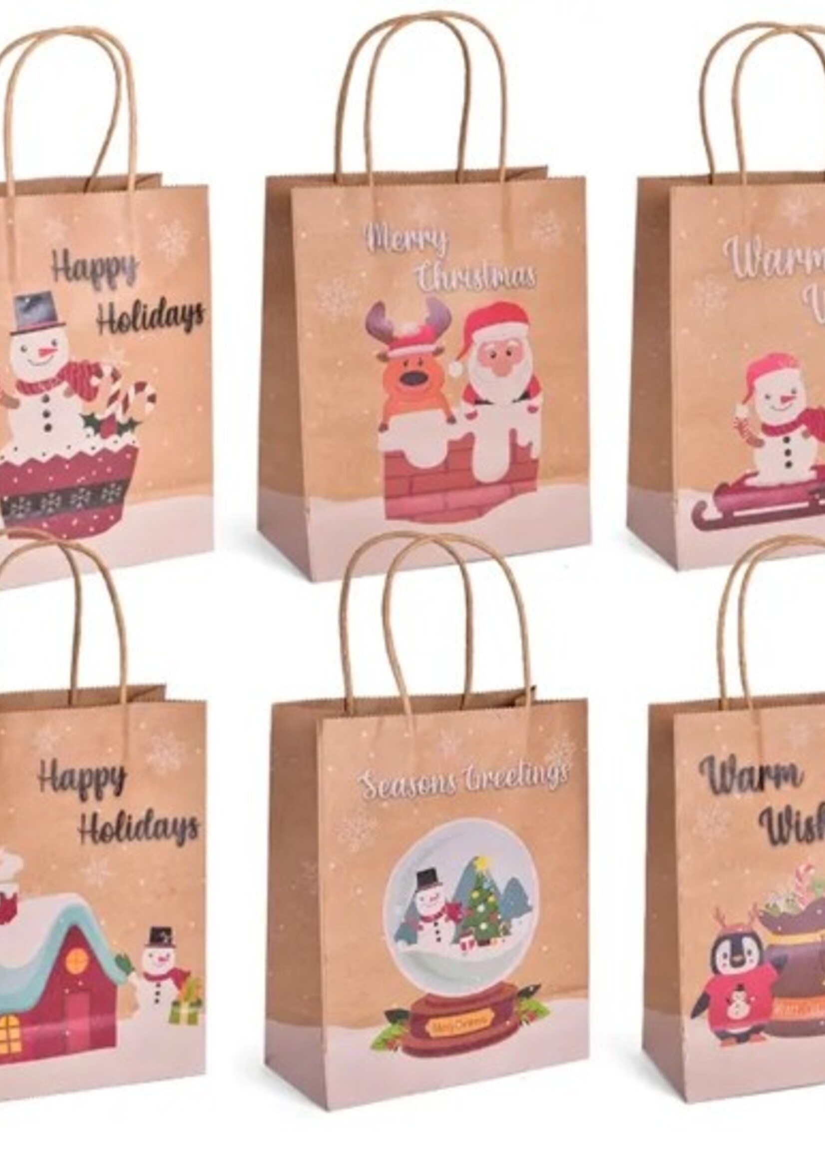 6PCs Christmas Classic-Style Gift Bag Set with Handles