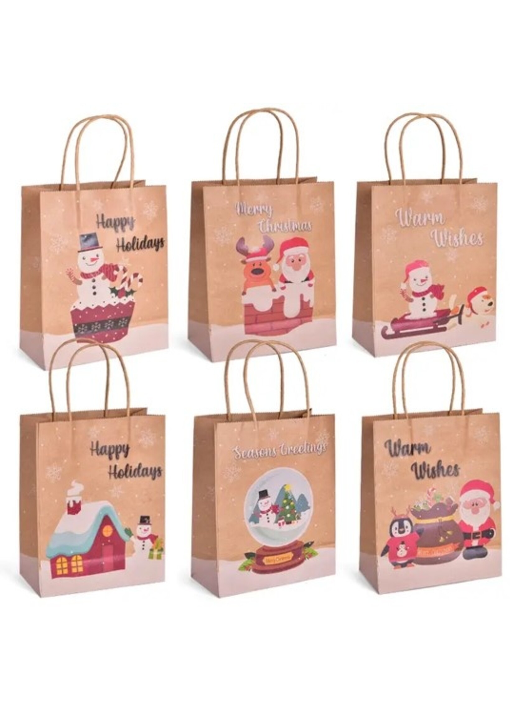 6PCs Christmas Classic-Style Gift Bag Set with Handles