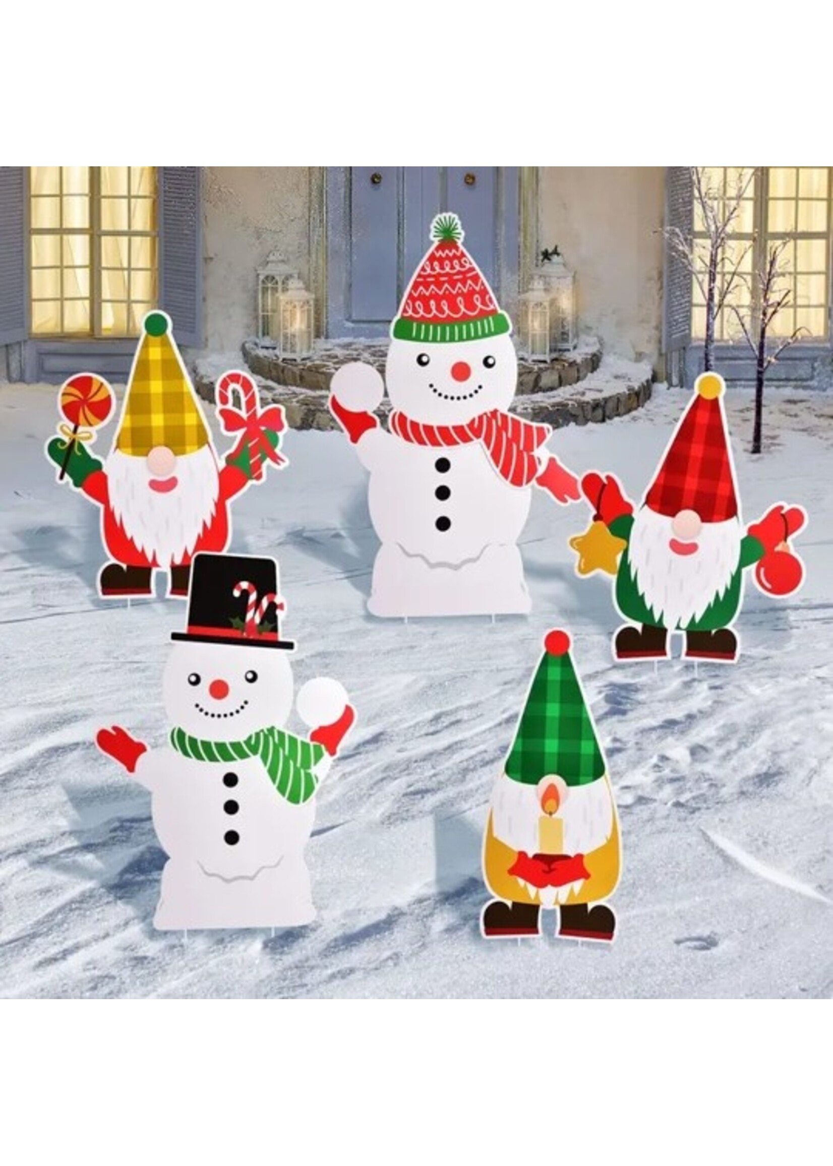 5 Pcs Christmas Yard Signs Stakes Outdoor Decorations