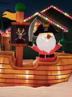 6FT Christmas Inflatable Decoration Santa in the Pirate Ship