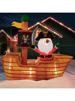 6FT Christmas Inflatable Decoration Santa in the Pirate Ship