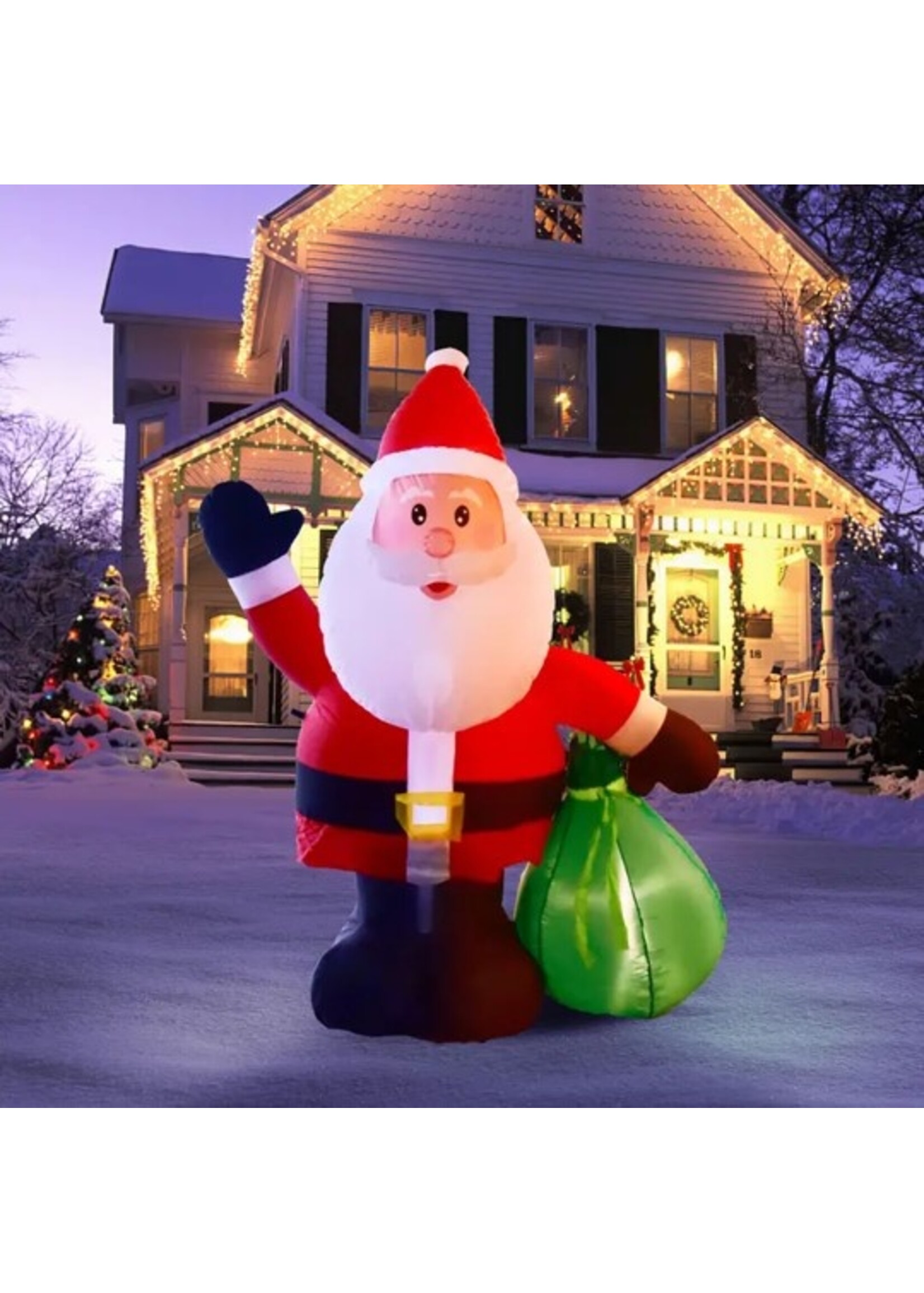 6FT Christmas Inflatable Decoration Santa with Gift Bag