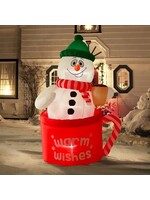 6FT Christmas Inflatable Decoration Snowman in the Mug Cup