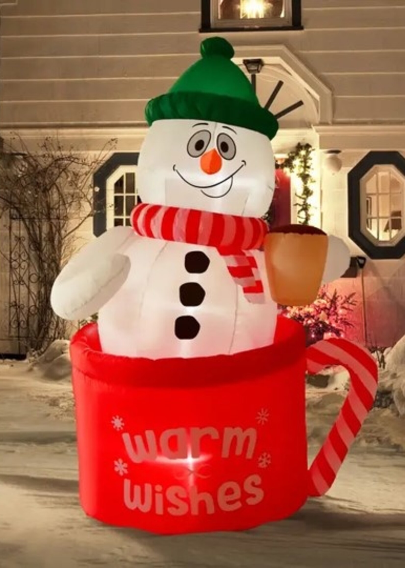 6FT Christmas Inflatable Decoration Snowman in the Mug Cup