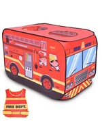 Fire Truck Pop Up Play Tent for Kids with Fireman Costume