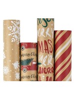XMAS Kraft Wrapping Paper, Recycled Paper Roll - Car
